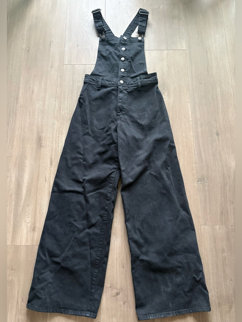 Universal Thread Women's Black Wide Leg Denim Overalls